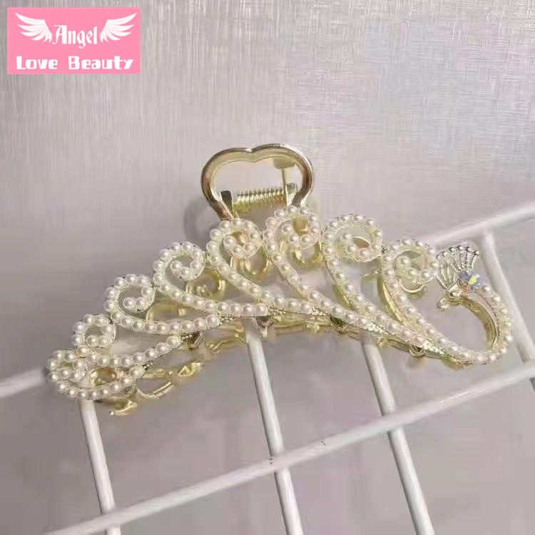 Kẹp Tóc Hình Cá Mập Đính Đá Và Ngọc Trai Giả Cỡ Lớn Thời Trang Thu Đông Sang Trọng Cho Nữ