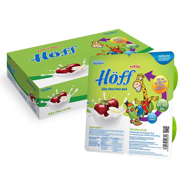 Sữa Chua trẻ em vị Táo HOFF (1 thùng - 48 hộp)