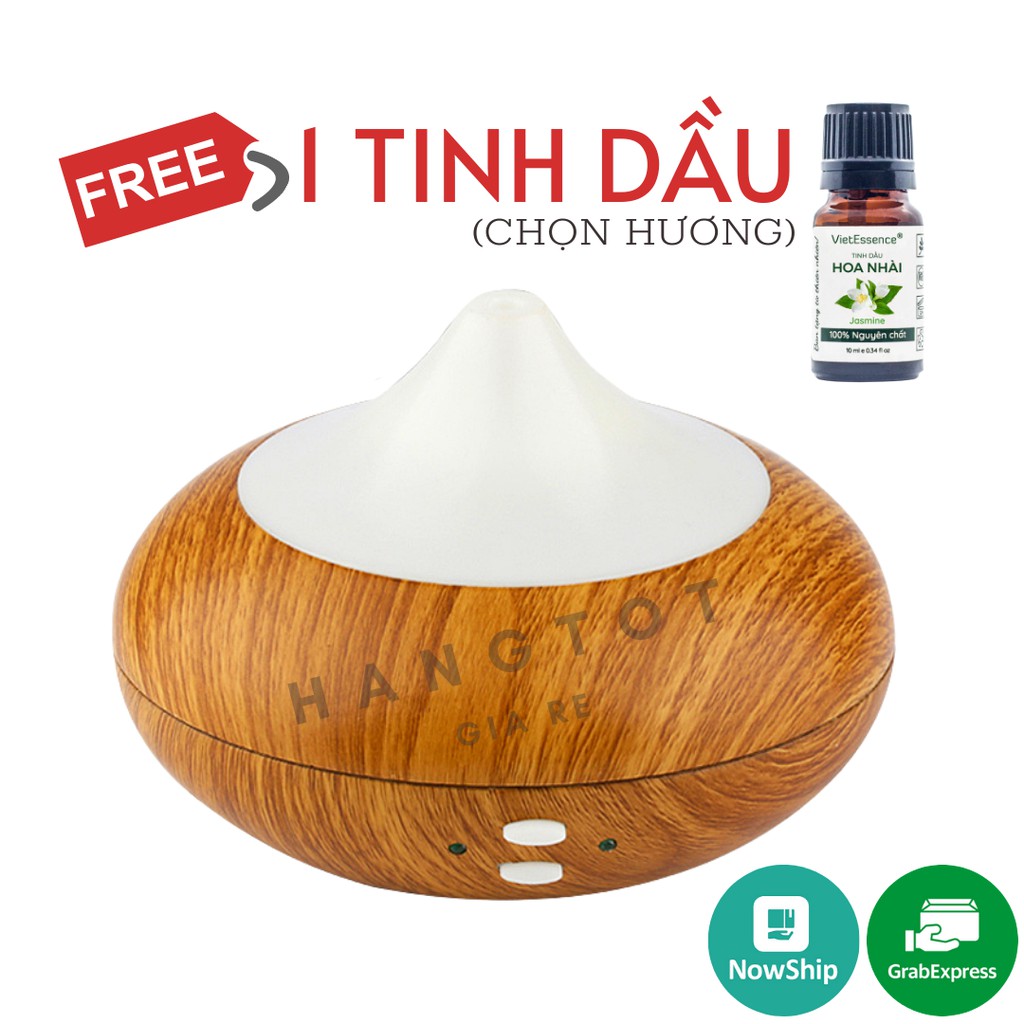 Máy Phun Sương Tạo Độ Ẩm, Khuếch Tán Tinh Dầu Vân Gỗ Bí Ngô + Tặng Kèm Tinh Dầu Xông Phòng Thiên Nhiên