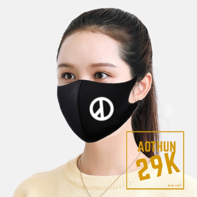 Khẩu trang vải in logo PEACE phản quang flash cực chất