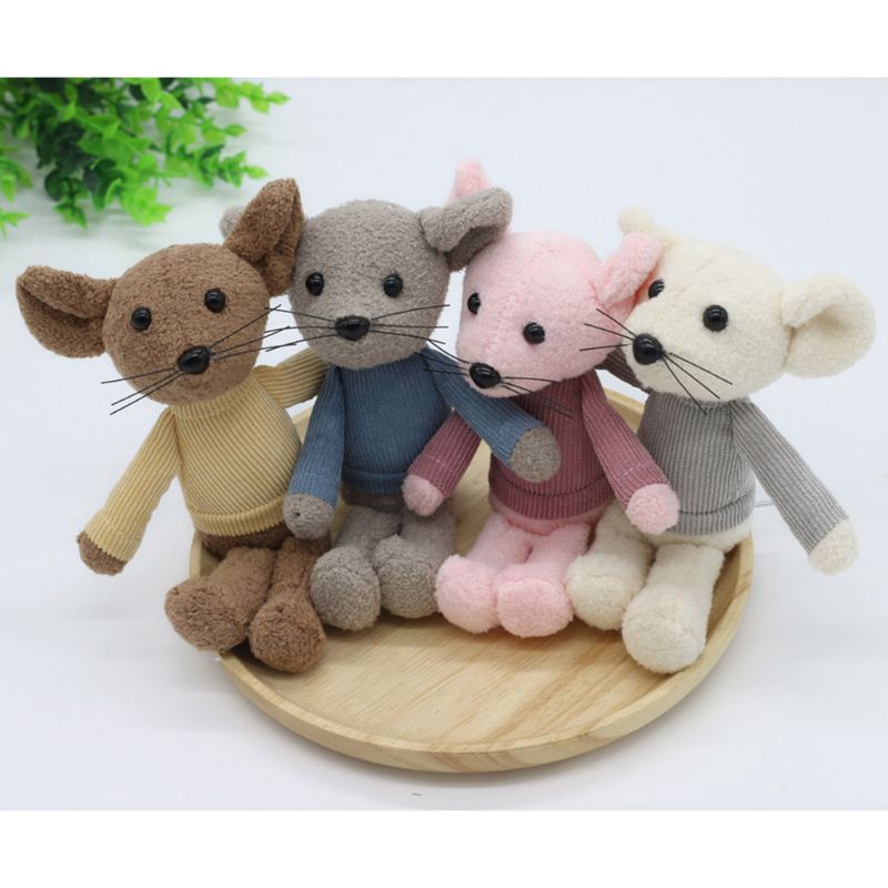 Mary☆3 Pcs/set Newborn Photography Props Suit Knitted Cotton Jumpsuit Hat Mouse Doll