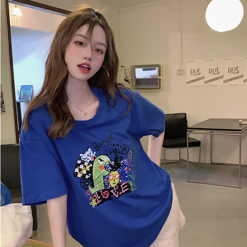 NRVP Áo Thun Nữ Ngắn Tay In Chữ Phong Cách Hàn Quốc