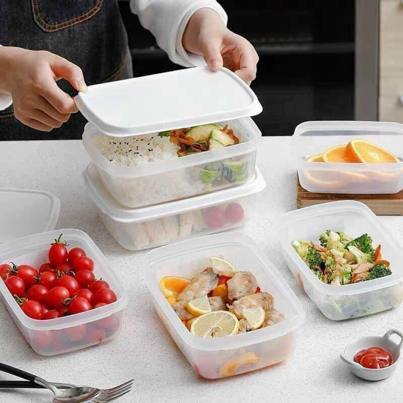 Hộp nhựa nắp dẻo màu trắng FIT IN PACK nhiều size - Nội Địa Nhật Bản
