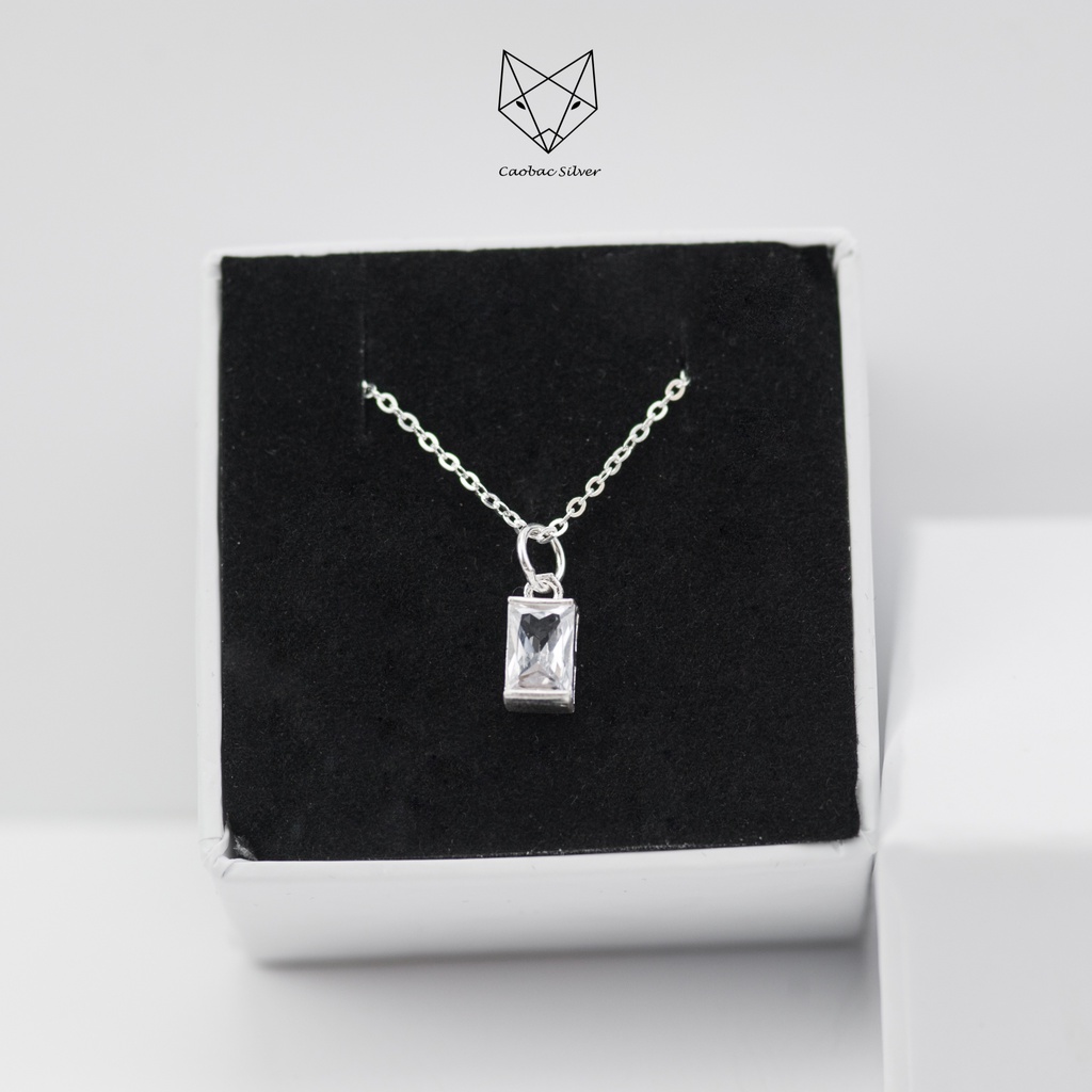 Dây Chuyền Bạc Ta CaoBac Silver Mặt Dây Chuyền Bạc Đính Đá Đơn Giản Một Ổ Đá Chữ Nhật Nhẹ Nhàng, Tinh Tế Cho Nữ