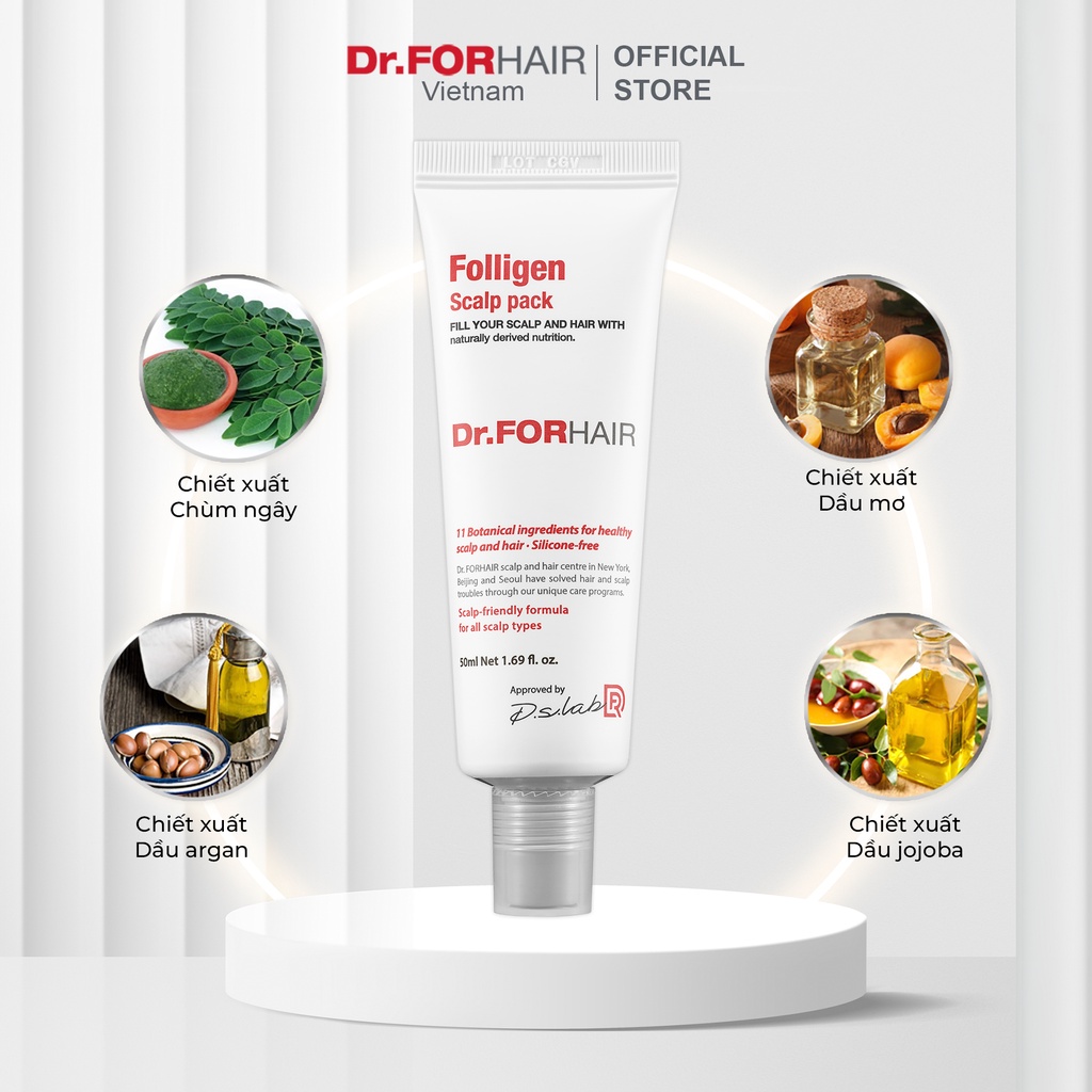 Dầu xả dưỡng tóc, kem xả chăm sóc nuôi dưỡng tóc chăm sóc da đầu, giảm rụng tóc Dr.FORHAIR Folligen Scalp Pack 50ml
