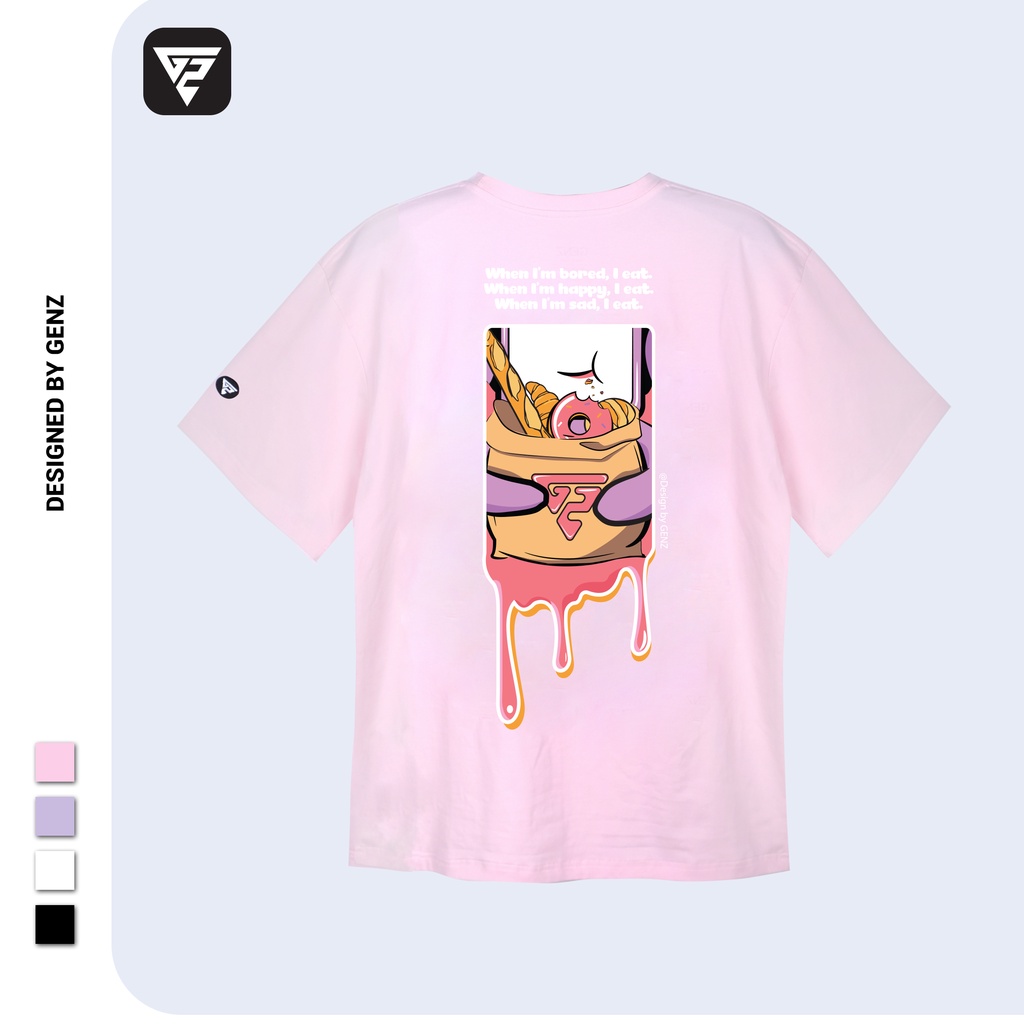 Áo thun tay lỡ GENZ phông Unisex nam nữ Premium Cotton oversize form rộng Eat Everything