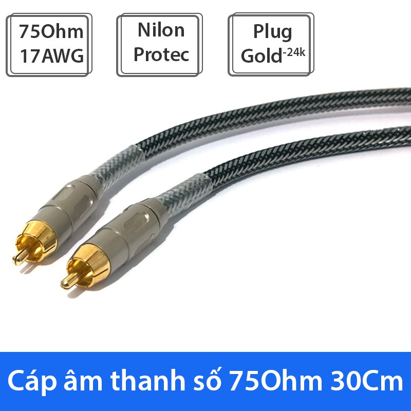 Dây âm thanh số Coaxial/SPDIF 75Ohm/OFC 17AWG DIY SREXACT GT-6/GrypHons bọc nilon ngắn 0.3 mét