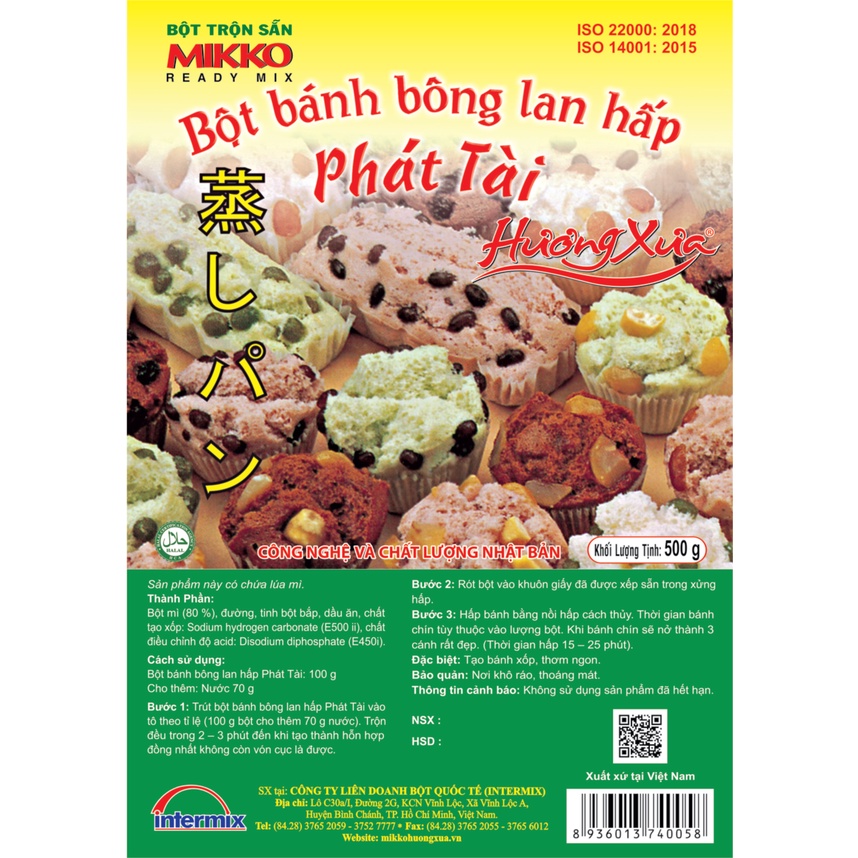 Bột bánh bông lan hấp phát tài Mikko Hương Xưa gói 500g