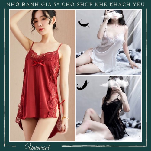 Đầm Ngủ 2 Dây Sexy - Váy Ngủ Sexy Đan Dây Hai Bên Hông Vải Phi Lụa Gợi Cảm UNIVERSALXXX - DNS14