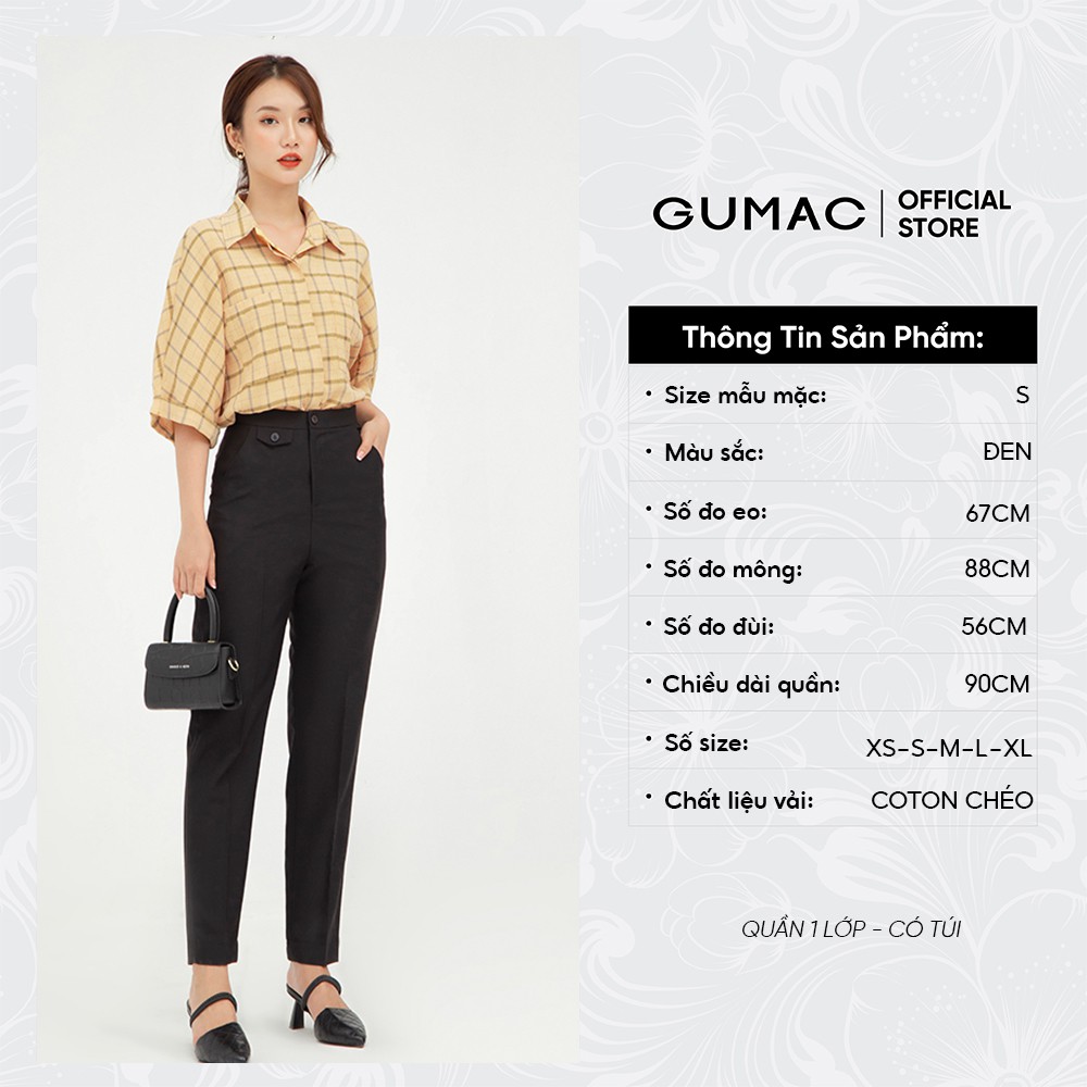 [Mã WABRGU72 giảm 10% tối đa 50k đơn 250k] Quần tây nữ phối nắp túi GUMAC thiết kế thanh lịch đủ màu đủ size QB520 | BigBuy360 - bigbuy360.vn