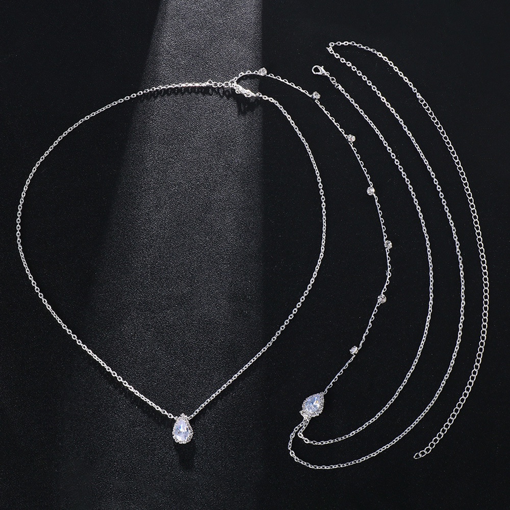 Vòng cổ Cơ Thể Sợi Xích Đính Đá Zircon Sang Trọng Thời Trang Cho Cô Dâu