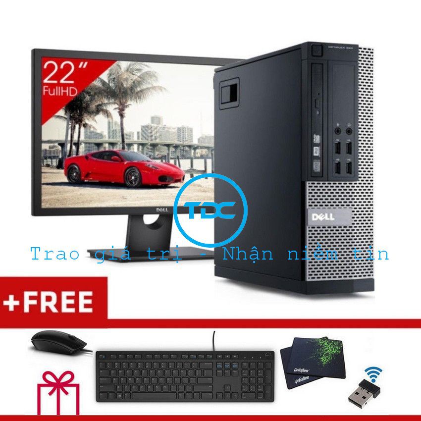 Bộ máy tính để bàn DELL 7020 intel core i5, ram 8GB,SSD 120GB, HDD 500GB; Màn hình máy tính DELL 22INCH.Quà Tặng