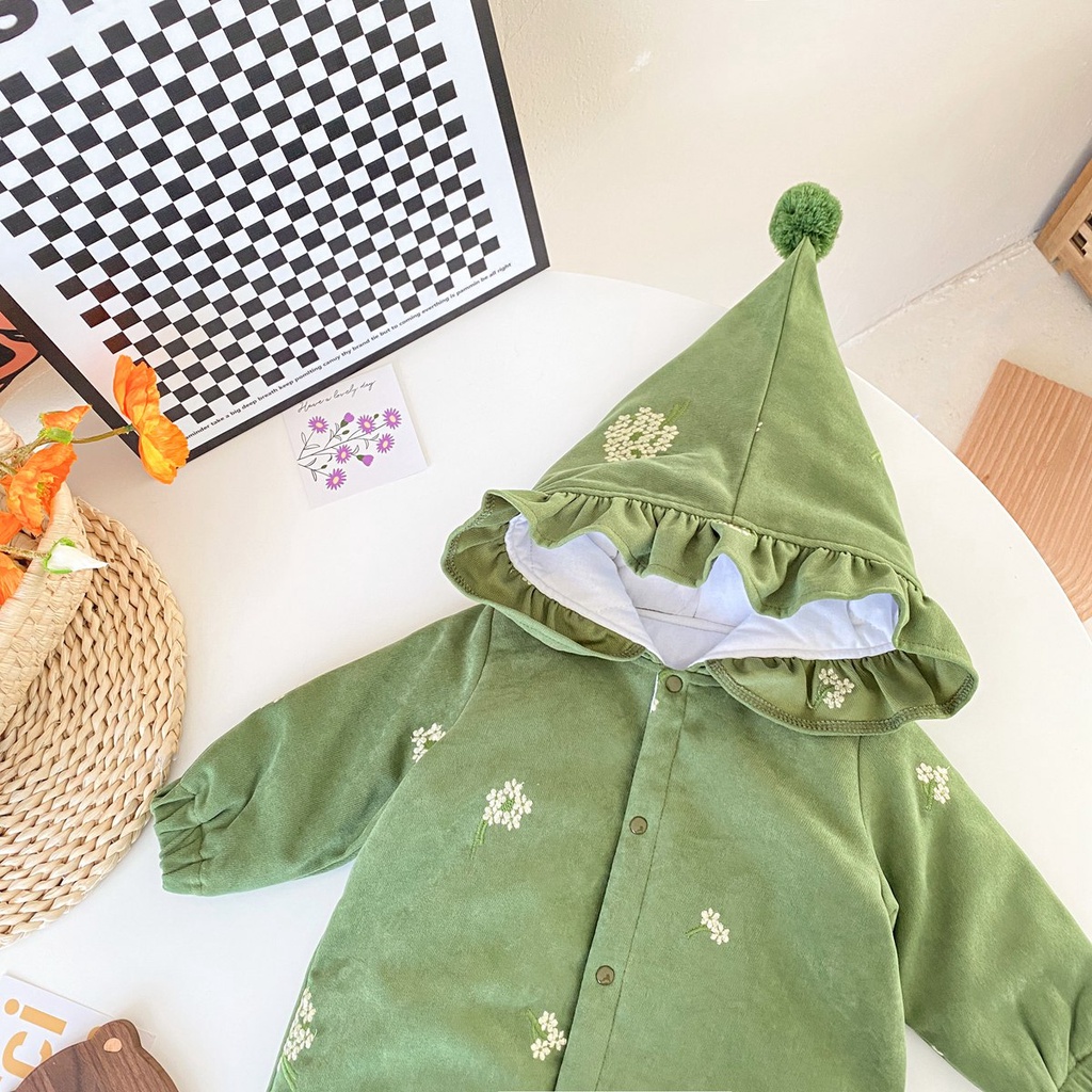 Sanlutoz Bộ Áo Liền Quần Tay Dài Bằng Cotton In Hoa Thời Trang Mùa Đông Dành Cho Trẻ Sơ Sinh