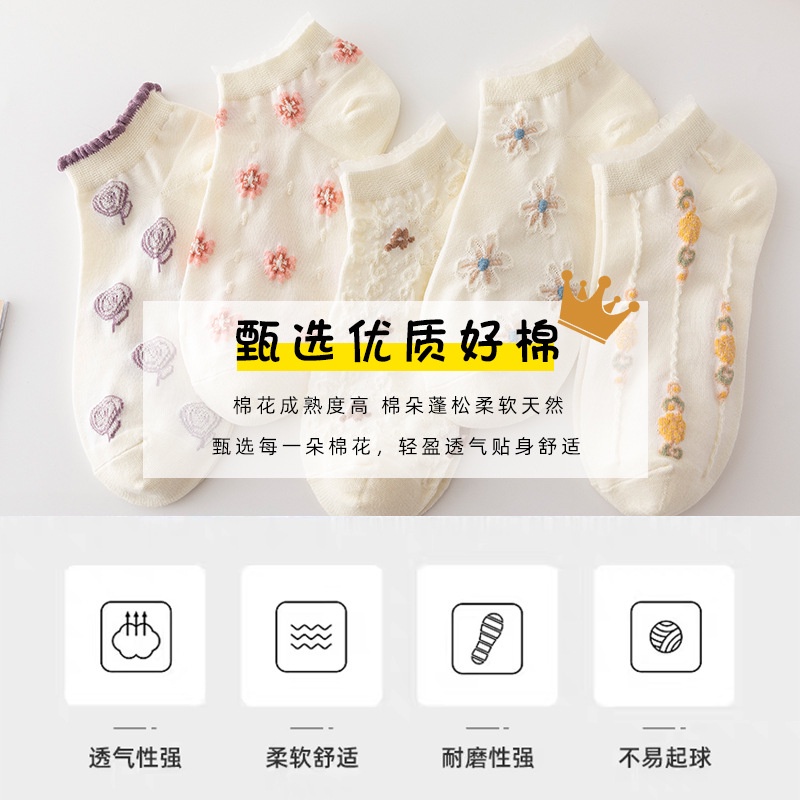 Vớ Cotton Cổ Thấp In Họa Tiết Nổi Phong Cách Nhật Bản Dễ Thương Thời Trang Cho Nữ