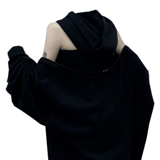 (order) Áo hoodie open back mặc 2 kiểu dây kéo điều chỉnh phong cách kèm hình thật - Quảng Châu