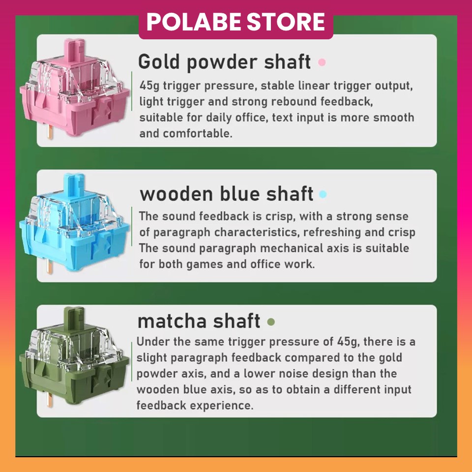 Aula Leobog WOODEN BLUE tactile switch công tắc bàn phím cơ Leobog Chive Juggle linear Switch - Polabe Store