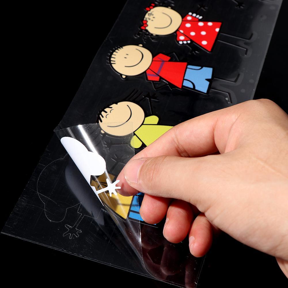 WTTLE Sticker Dán Xe Hơi Hình Gia Đình Hoạt Hình Vui Nhộn