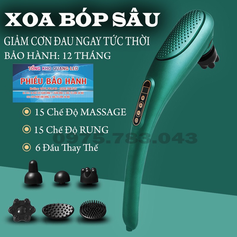 Máy Đấm Lưng Cầm Tay, Massage Cầm Tay không dây 6 Đầu Phiên Bản Cao Cấp 2021 (Bảo Hành 1 Năm)