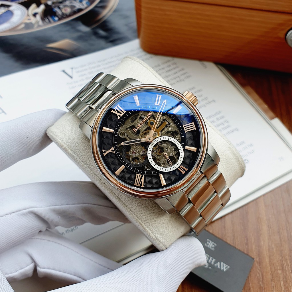 Đồng hồ nam chính hãng Thomas Earnshaw Automatic Limited WHITEHALL Skeleton ES-8120-22 - Máy cơ - Kính cứng