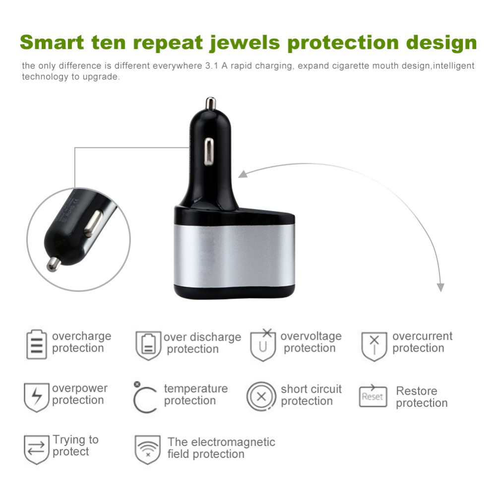 Tẩu Sạc Nhanh Hai Cổng USB Thông Minh Cho Xe Hơi