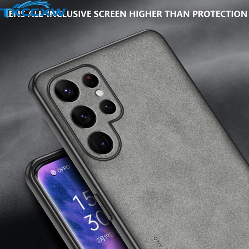 Ốp Điện Thoại Da PU Phối Vải Sợi Mềm Thời Trang Cho Samsung Galaxy S22 Ultra S22 Plus S21 S20 Plus S21 S20 Ultra S21