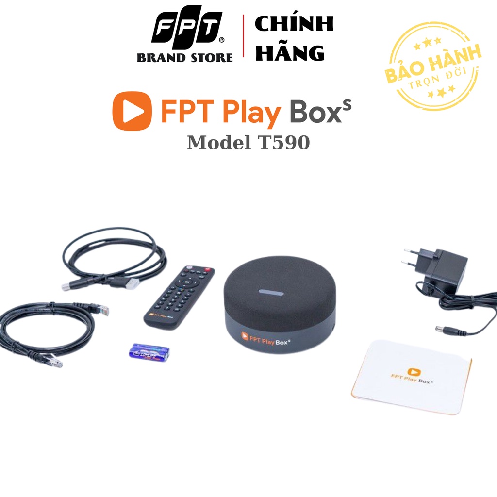 FPT PLAY BOX THUÊ BAO FPT TELECOM - Model T590 Hands-free Android TV 10 Box Kết Hợp Loa  Điều Khiển Giọng Nói + 4K