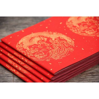 [CỔ NGHỆ THƯƠNG PHẨM] Giấy xuyến liễn xuyến đỏ Long Phụng ngày Tết.