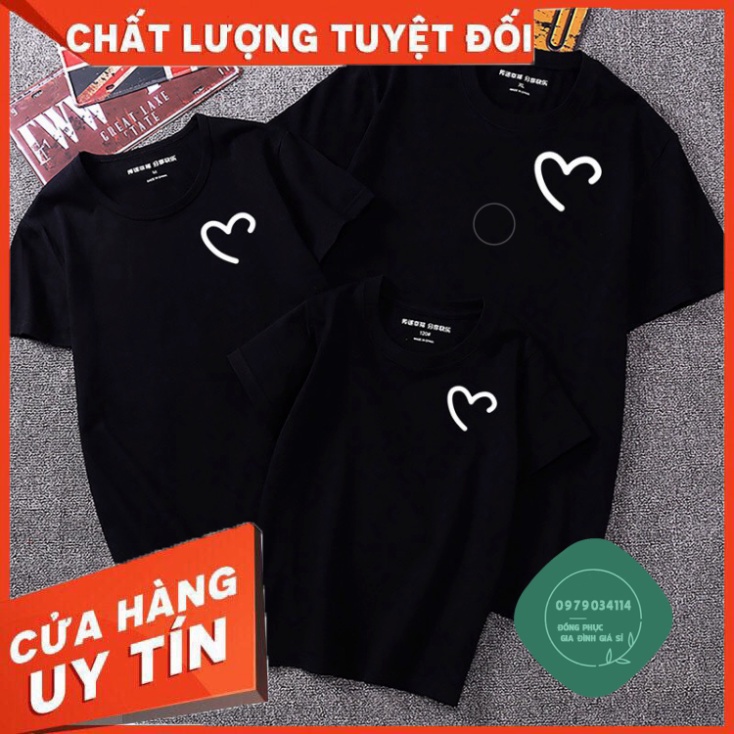 Áo thun giá sỉ Áo Thun Gia Đình Màu Đỏ In Logo Trái Tim