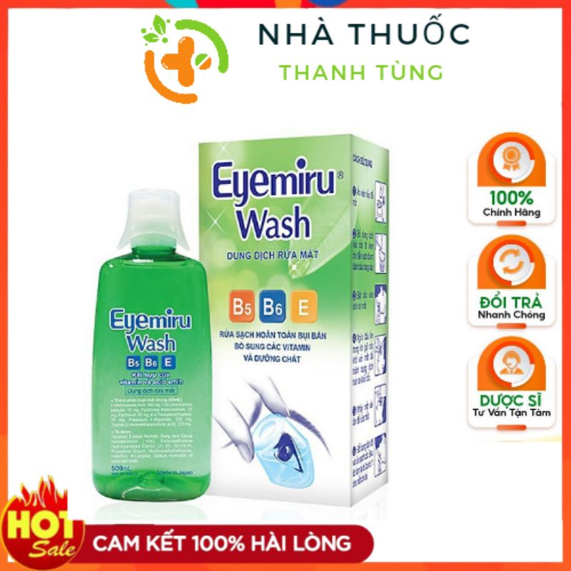 (Combo 2lọ) Nước rửa mắt Eyemiru wash lọ 500ml bổ sung vitamin- Dung dịch rửa mắt Eyemiru wash chính hãng