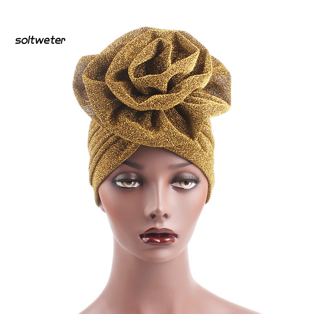 Mũ trùm đầu nữ phong cách Hồi giáo trang trí hoa lấp lánh nhiều màu sắc