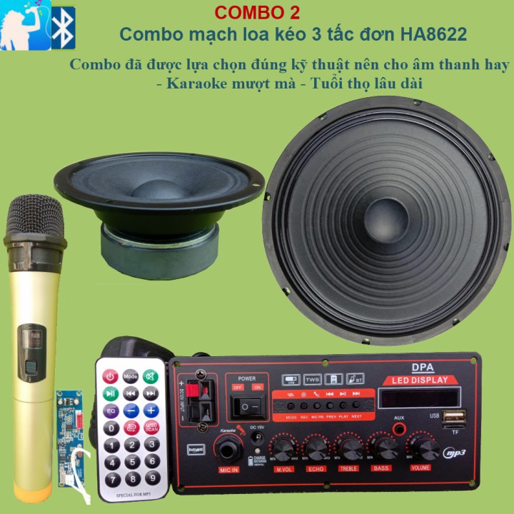 [Mã 159ELSALE hoàn 7% đơn 300K] Combo mạch loa kéo 3 tấc đơn HA8622