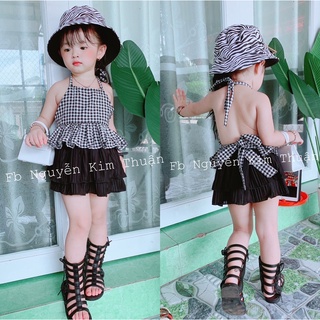 Sét váy dập ly và áo hơ lưng cho bé 7-25kg