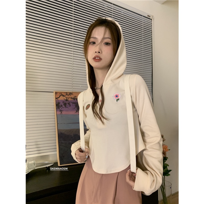 Áo Hoodie Croptop Tay Dài Thời Trang Mùa Thu Mới Cho Nữ