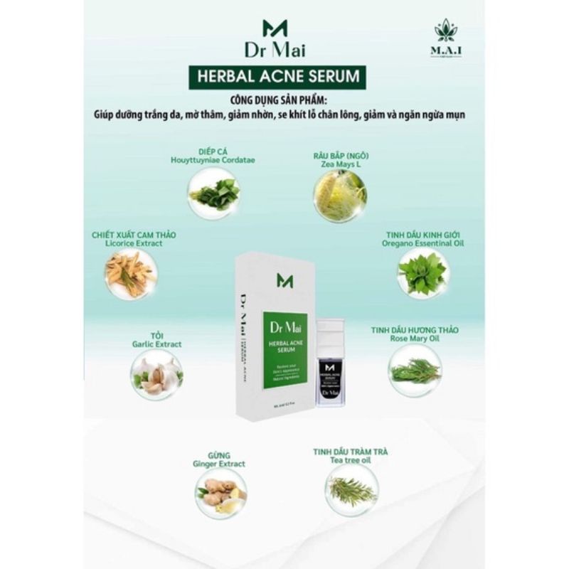 Dr mai Combo Nguyên Chất và Mix Saffron, Serum sạch mụn Dr Mai 5ml, lựa chọn hoàn hảo cho làn da mụn