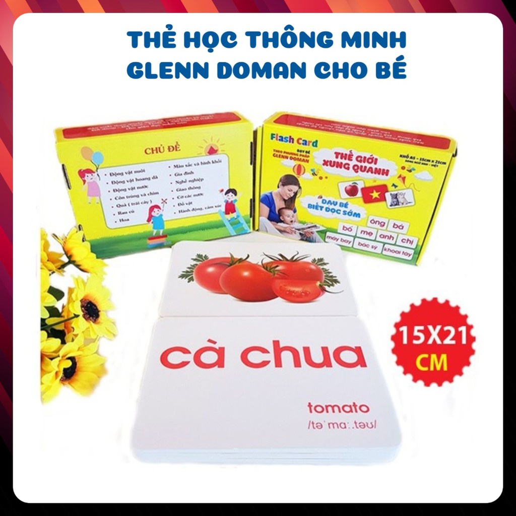 Thẻ học thông minh cho bé Glenn Doman loại to cứng A5 15x21 cm Đồ chơi kết