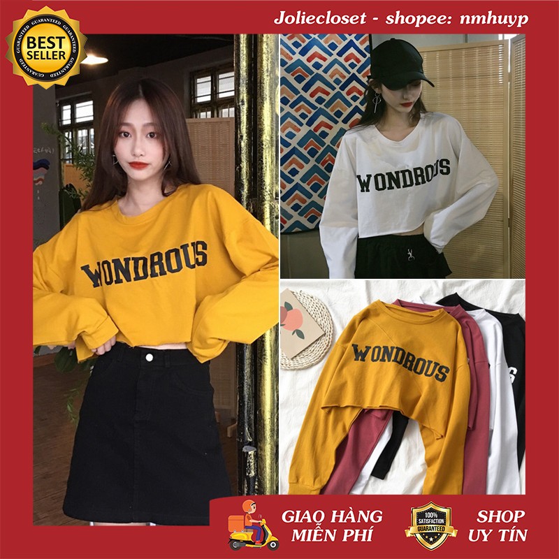 Áo Thun Croptop Tay Dài Quảng Châu Nhiều Màu
