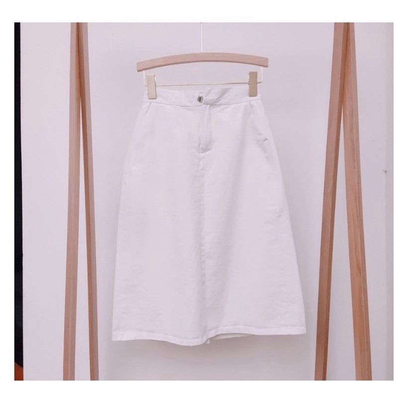Chân váy chữ A kaki dáng dài cạp cao Hàn Quốc siêu xinh