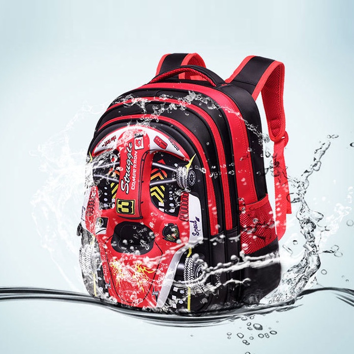 Balo chống gù lưng in hình oto 3D size 42cm  BALO-512