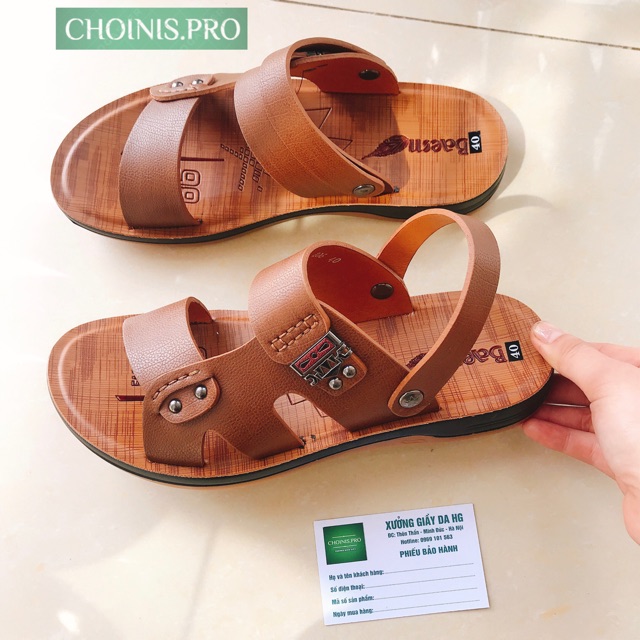Dép da bò nam tại Xưởng CHOINIS- CÓ QUAI HẬU- ĐẾ KẾP CHẮC CHẮN- Dép trung niên, trung tuổi