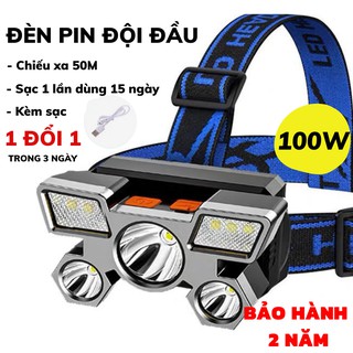 Đèn Pin 5 Bóng Led, Đèn Đội Đầu Chống Thấm Nước Kèm Sạc ĐÈN TRẦN PHÚ