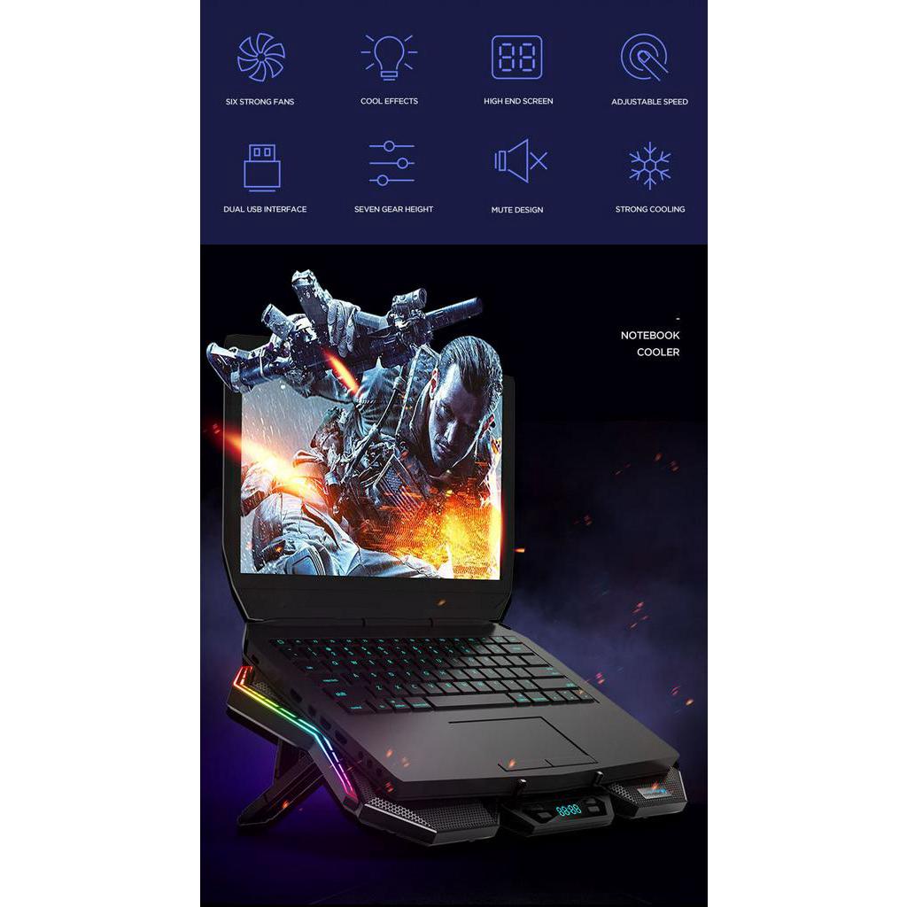 Đế tản nhiệt kèm quạt và 2 cổng USB cho Laptop 12 - 17 Inch