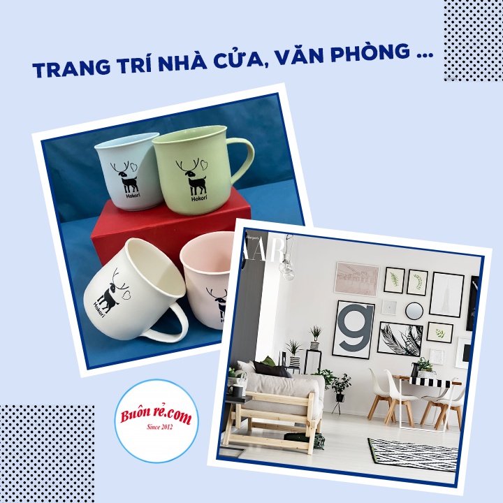Cốc nhựa hokori Việt Nhật 350ml cao cấp có quai cầm - Cốc nhựa hình chú hươu đáng yêu - 01454