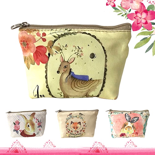 Ví Canvas Đựng Tiền Xu Có Khóa Kéo Họa Tiết Động Vật Dễ Thương Cho Bé