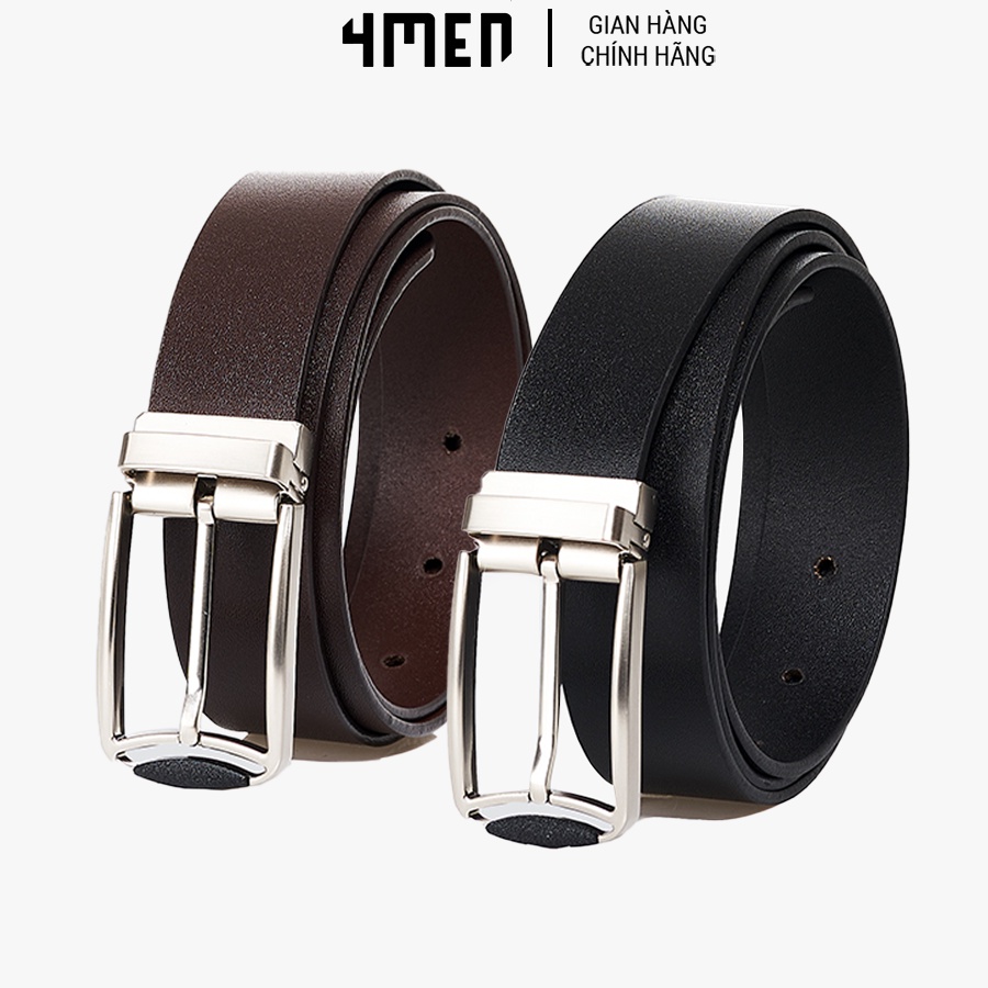 Thắt lưng nam 4MEN TL057 đầu kim loại, da trơn nhiều màu bản lớn thời trang