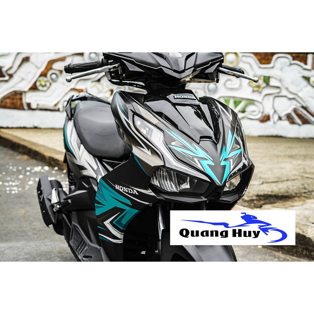 Tem trùm air blade ♦FREESHIP♦ xanh ngọc đen đời 2020, độ team trùm ab dán phủ dàn áo xe xanh đen rẻ đẹp