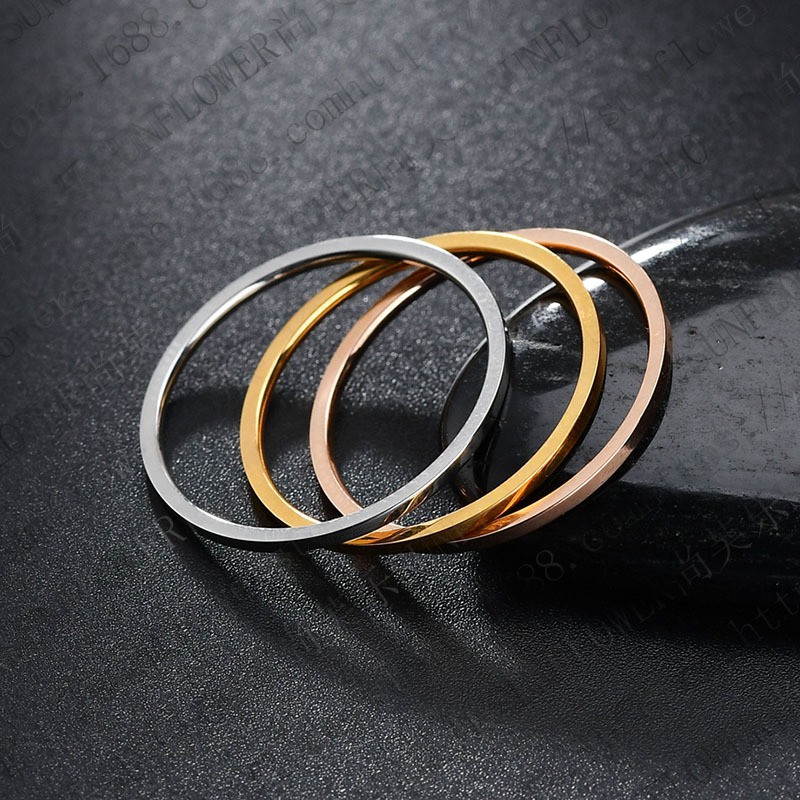 Cod Qipin Korean Simple Ultra-fine Glossy Copper Silver Rose Gold Ring Couple Gift Elegant Jewelry Gifts