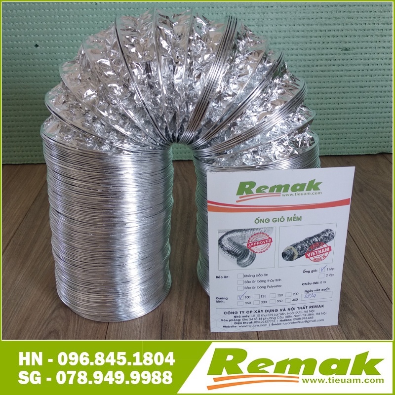 Ống gió bạc Phi 100, Dài 8m - Chính hãng Remak
