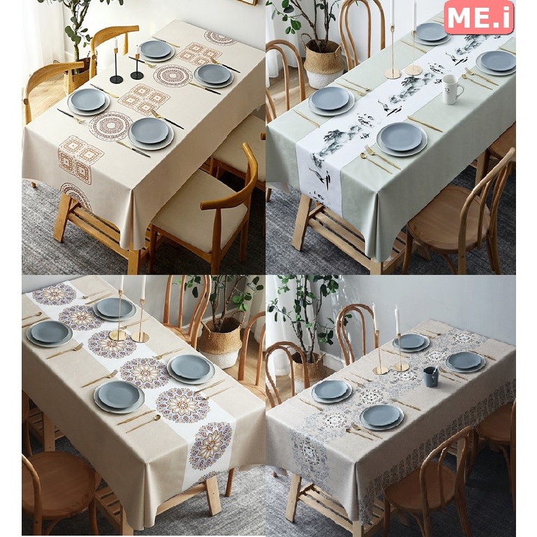 Khăn trải bàn cao cấp không thấm nước, dầu vải PVC dệt cao cấp vintage họa tiết cổ điển sang trọng