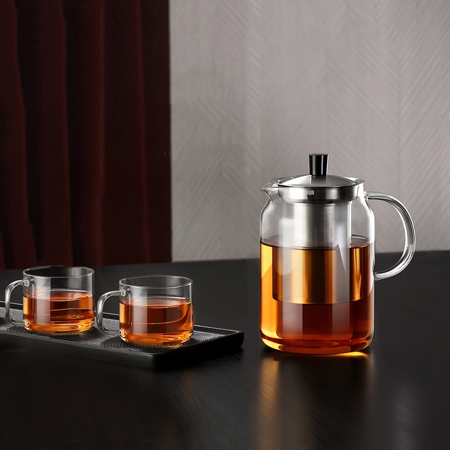 Phụ kiện Ấm trà thủy tinh S053 900ml - Bình trà thủy tinh lõi lọc bằng Inox - S053T - S053NL - Shop Samahome