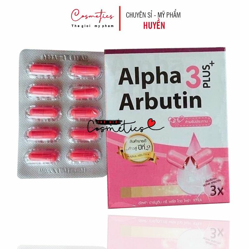 Vỉ 10 viên kích trắng Alpha Arbutine ngày & đêm